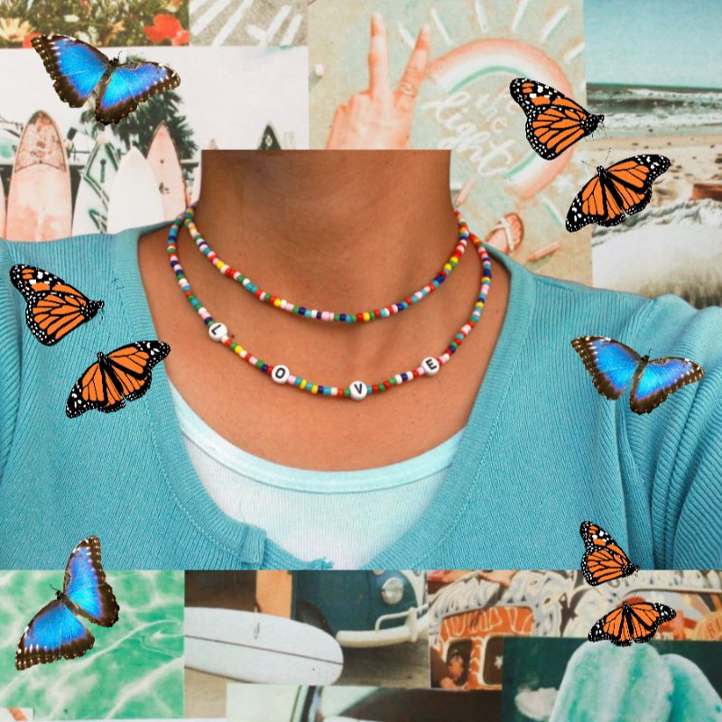 Love Boho Beads Layered Necklace | Kalung Bohemian | Kalung Pinterest