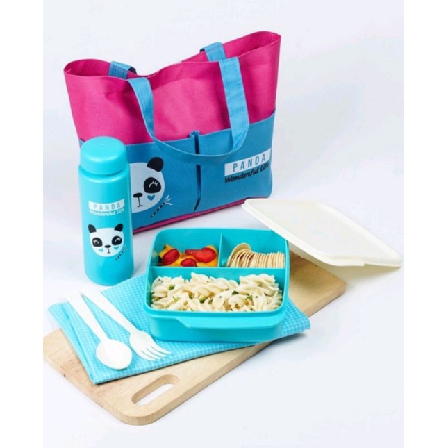 KOTAK BEKAL SET MAKAN ANAK KARAKTER MAKAN PLASTIK