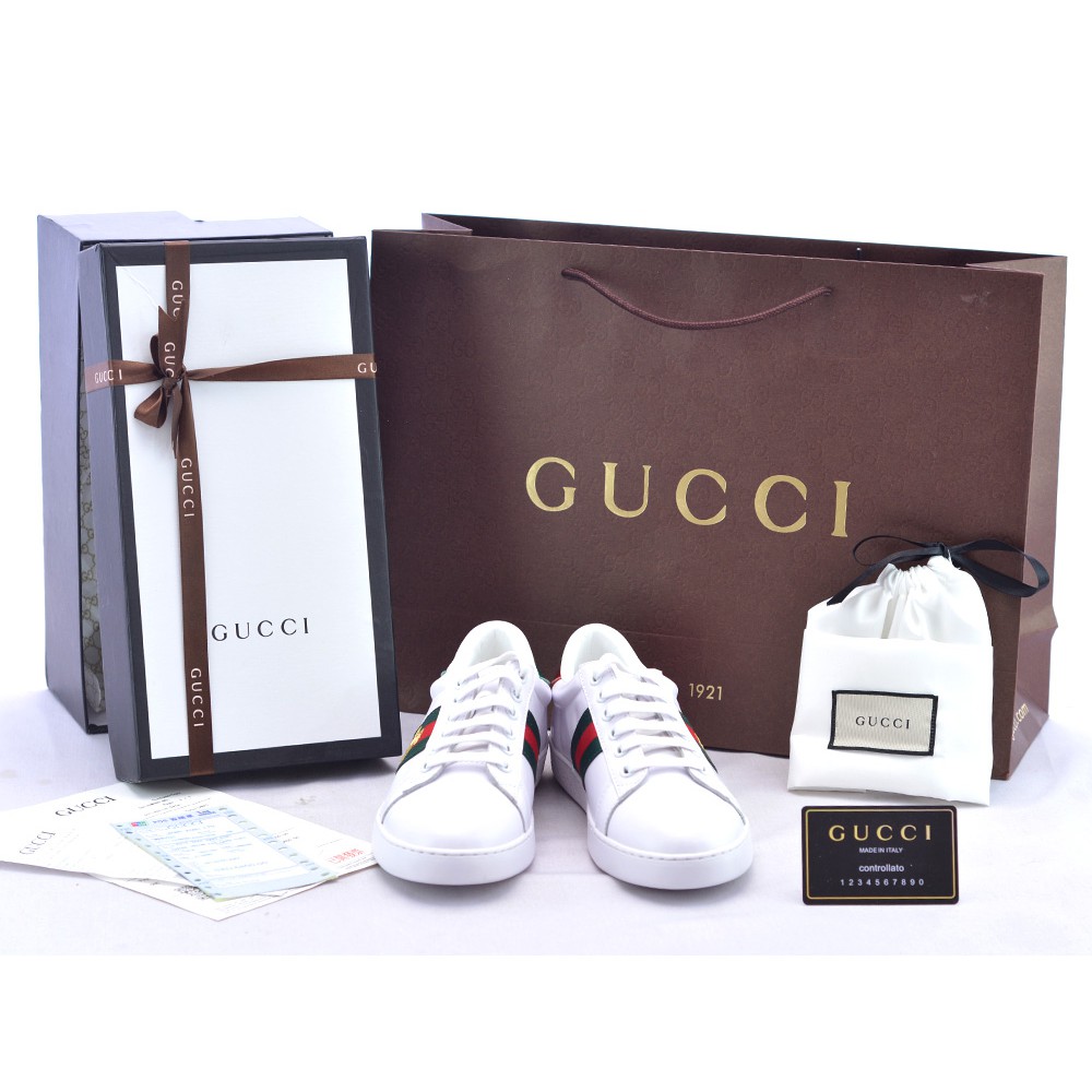 Sepatu Gucci Sneaker Ace Embroidered Leather Bee Putih SP236-16