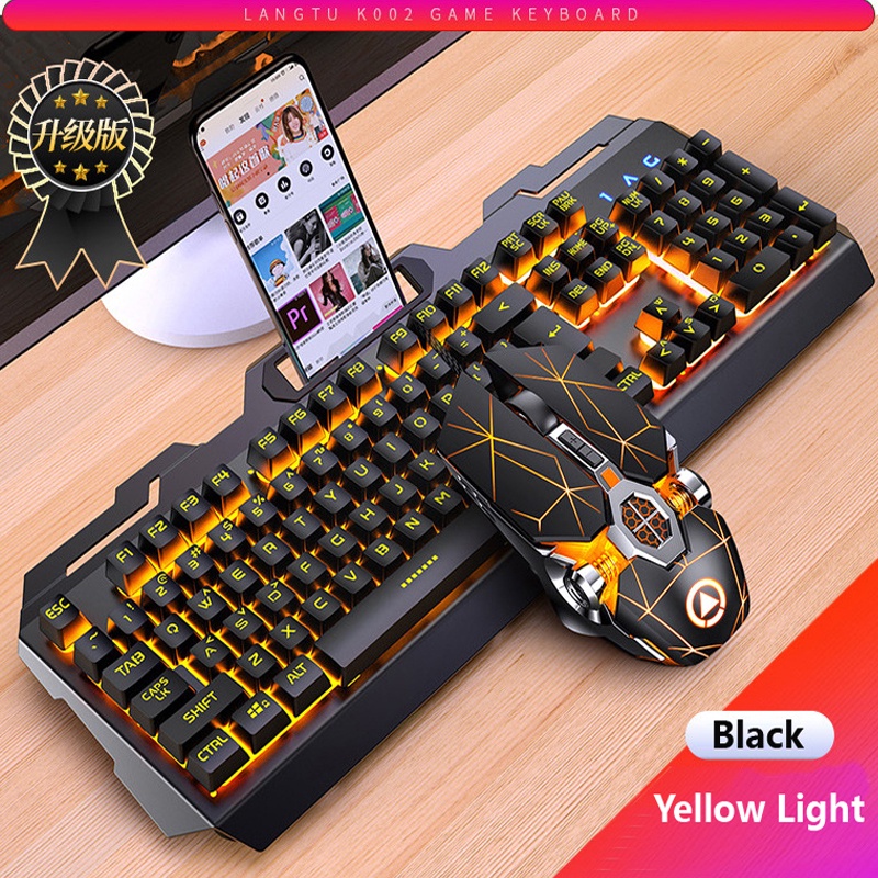 gaming keyboard mouse mechanical feeling rgb led backlit gamer keyboards usb wired keyboard computer