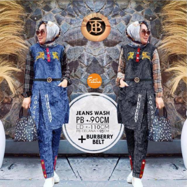 PAKAIAN WANITA TUNIK STYLE KEKINIAN BARU / TUNIK JEANS BURBERRY BY FATIHA