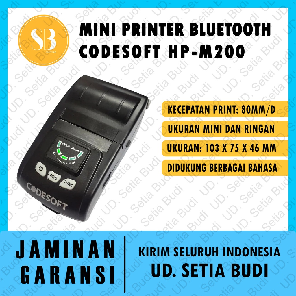 Mini Printer Bluetooth Codesoft HP-M200 New Mobile Printer