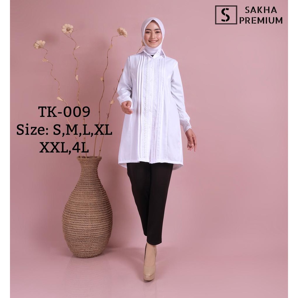 Sakhapremium.id TK-09 atasan putih blouse putih atasan wanita baju putih kerja wanita kantor pns guru atasan putih wanita