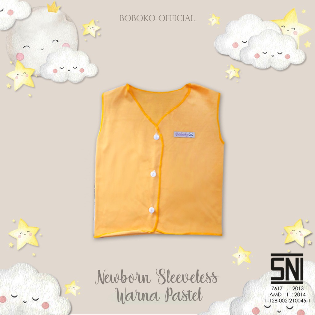 BOBOKO Baju Bayi Newborn Sleveless Warna pastel 0-6 bulan