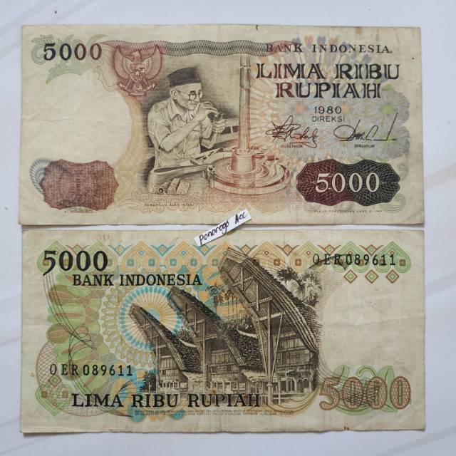 Uang kuno 5000 rupiah asah intan tahun 1980 uang rp.5000 bahan mahar nikah 20 rupiah 2020 rupiah