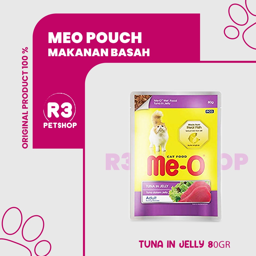 Makanan Kucing basah MEO pouch Adult &amp; Kitten All Variant 80gr @1dus 24pcs