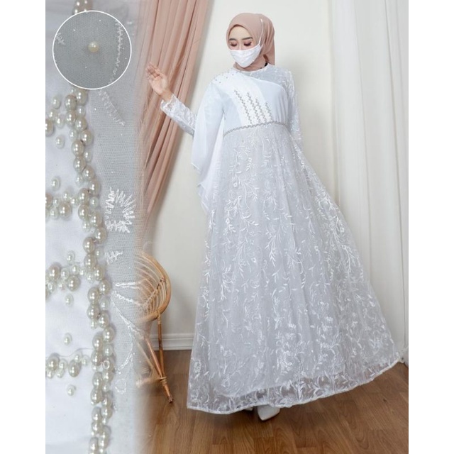 Realpict Gamis tulle terbaruu//gamis flora//gamis lebaran kekinian