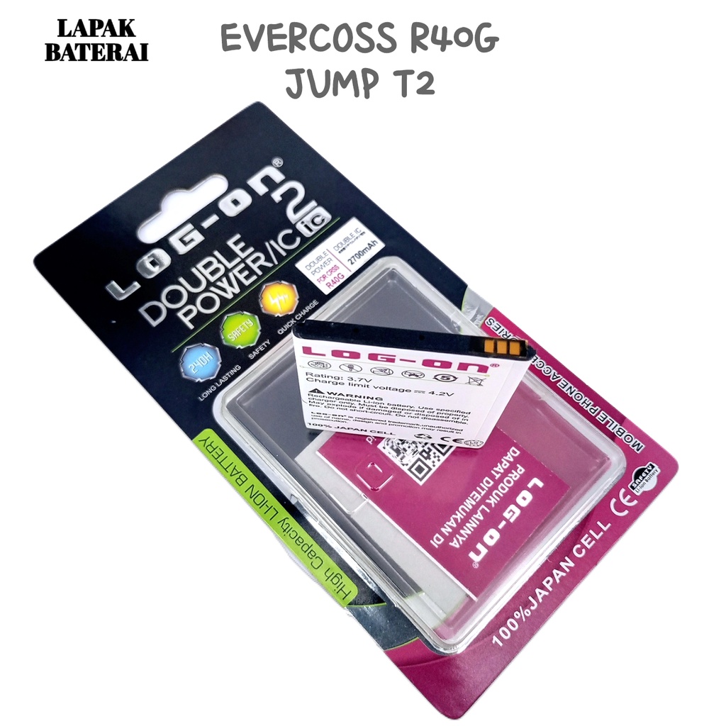 LOG  - ON Evercoss R40G Jump T2 Baterai Double IC Protection Battery Batre