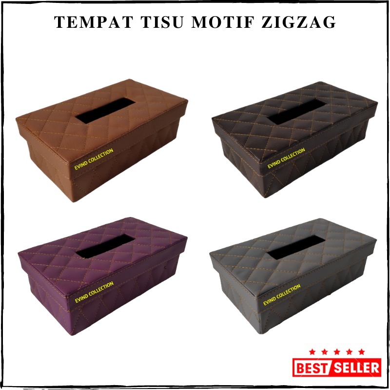 Kotak Tisu Kulit Sintetis Motif Zigzag Isi 200 Sheet Tempat Tissue Premium Murah