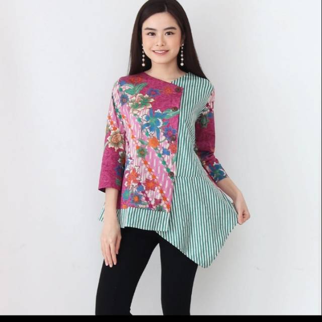 Blouse blus atasan batik kombinasi modern