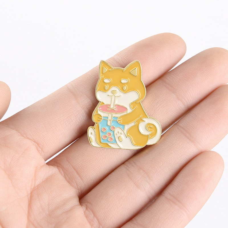 Bros Pin Enamel Bentuk Kartun Anjing Shiba Inu Untuk Hadiah Anak