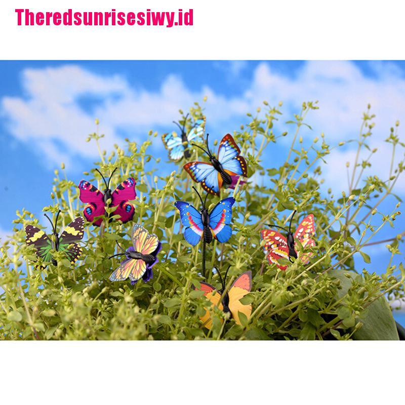 【Theredsunrisesiwy.id】4X Butterfly Miniature Fairy Garden Ornament Plant Pot Craft Dollhouse Decor DIY