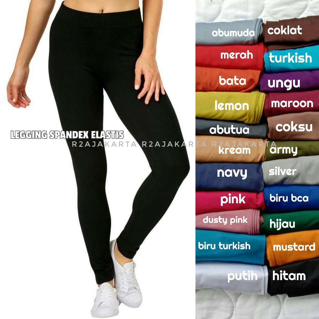 CELANA LEGGING PANJANG POLOS SPANDEX JERSEY TEBAL STANDART - R2AJAKARTA