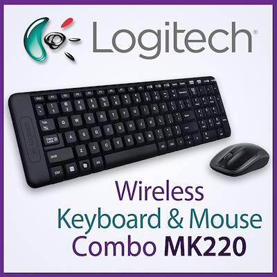 Keyboard Mouse Wireless Logitech MK220 COMBO Original Compact Windows, MAC, Linus &amp; Chrome OS