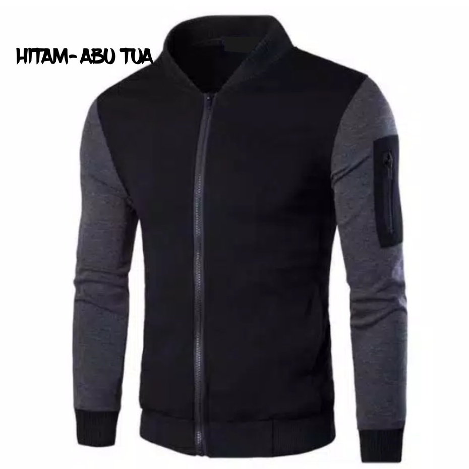 JAKET JUMBO PRIA BOMBER FLEECE KOMBINASI DEWASA MURAH