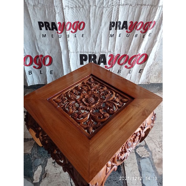 meja ketapang ukir kayu jati 50x50 - meja ketapang kecil - meja puk kursi tamu