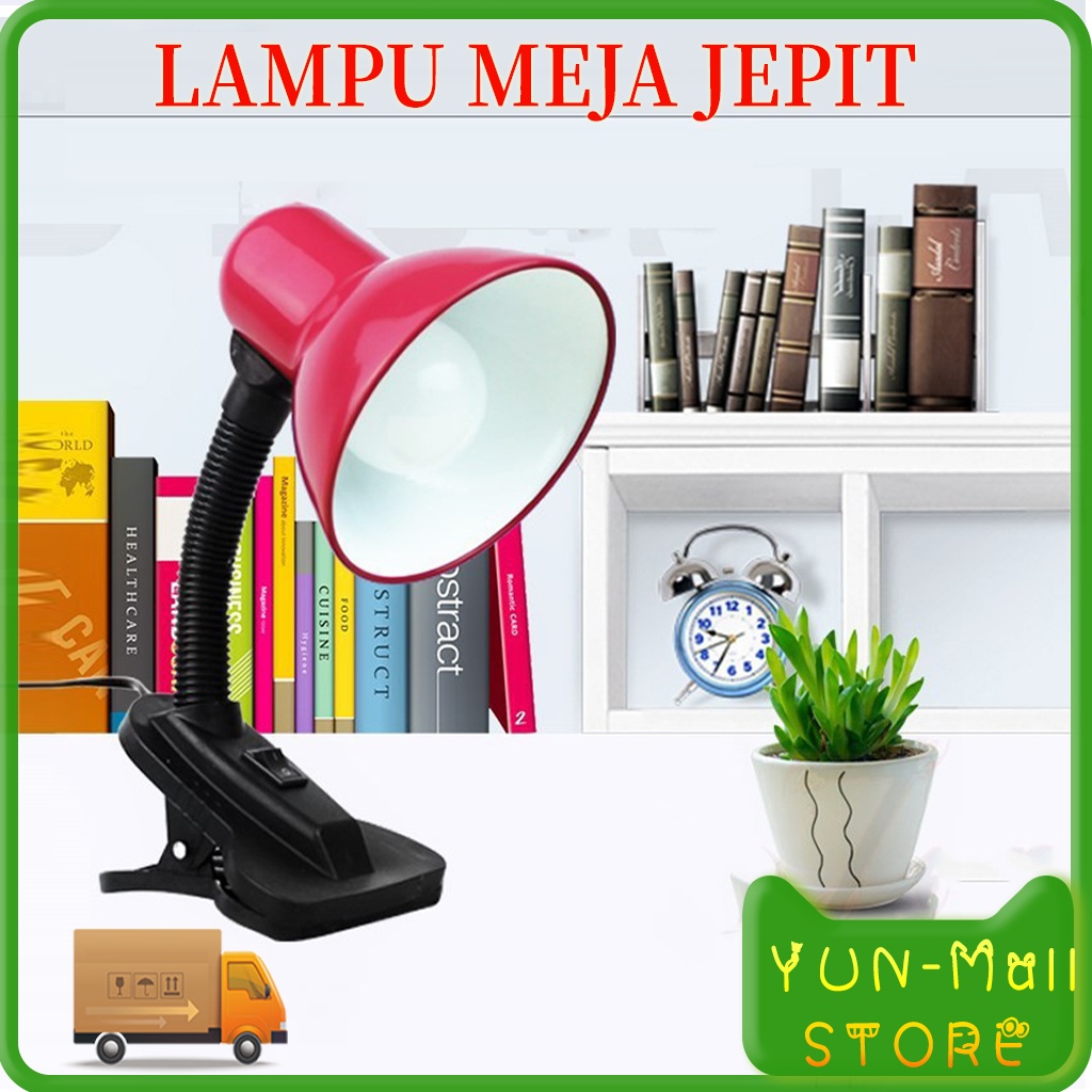 【COD+Pengiriman Cepat】YUN Mall Lampu Meja Belajar Jepit / Lampu Kerja / Meja / Lampu Reptil Fitting E27 Corong Besi  LB-108 Lampu Meja Belajar Jepit Leher Fluexible  Lampu meja klip metal