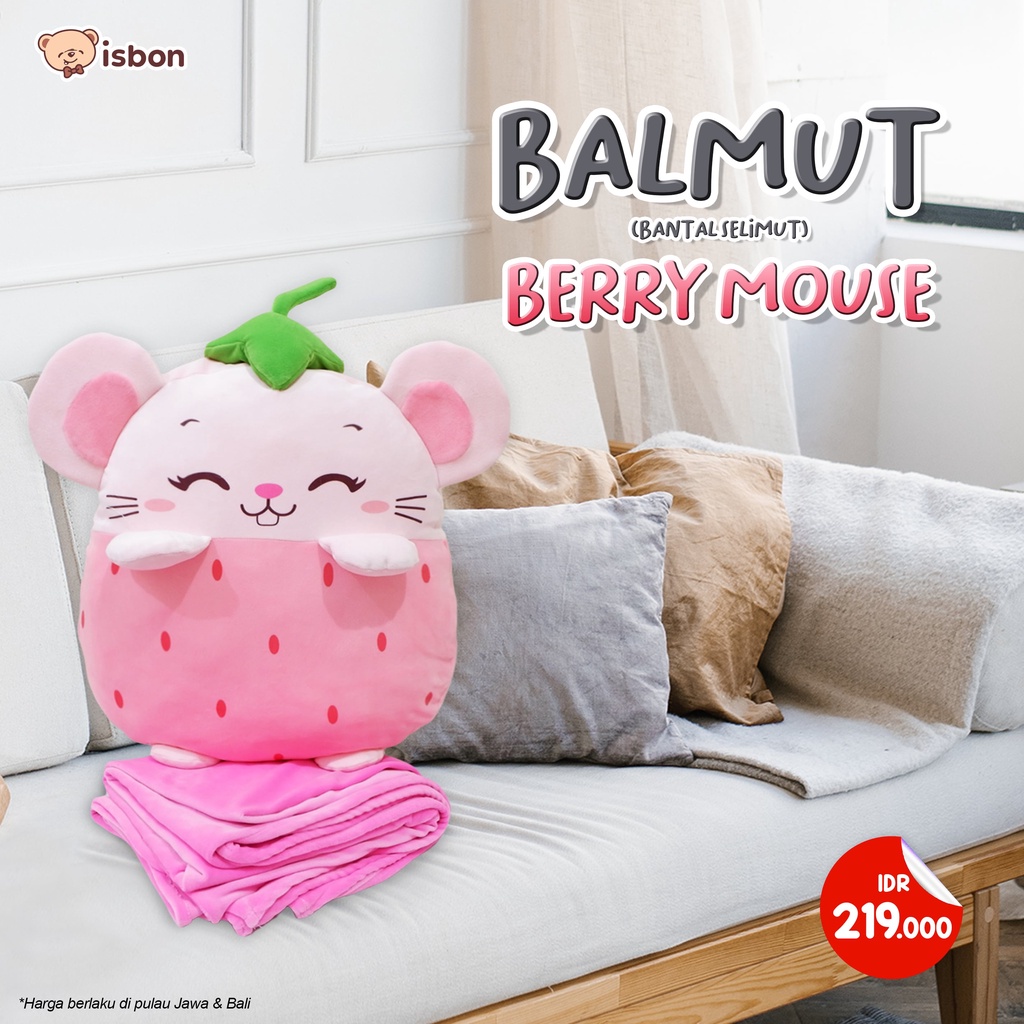 Balmut Bantal Selimut Karakter Buah Berry dan Mouse Warna Pink Mudah Dibawa Cocok Untuk Traveling Nyaman Digunakan Halus dan Hangat ISTANA BONEKA