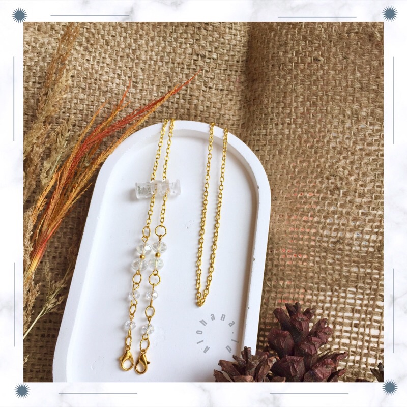 Strap masker 2in1 - tali masker hijab - kalung masker-lanyard mask crystal kristal-rantai masker  [K