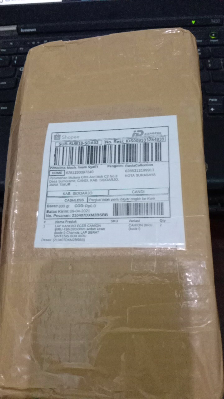 Lap Kanebo Ecer Camion Biru 430x320x3mm Serbet Keset (kode I) Chamois Lap Serat Sintesis Box Biru