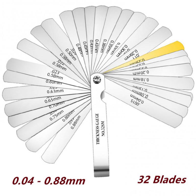 32 Blades Combination Feeler Gauge Metric Imperial Gapped Filler Measure/Alat Ukur Celah/ Feeler Puller alat ukur