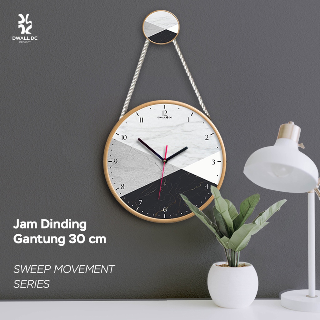 JAM DINDING GANTUNG - JAM DINDING KAYU AESTHETIC  [SWEEP MOVEMENT SERIES] - BLACK N WHITE GTG - Jam Dinding Minimalis -  | AESTHETIC ART MINIMALIS | HIASAN DEKORASI |- by Selembarkayoe