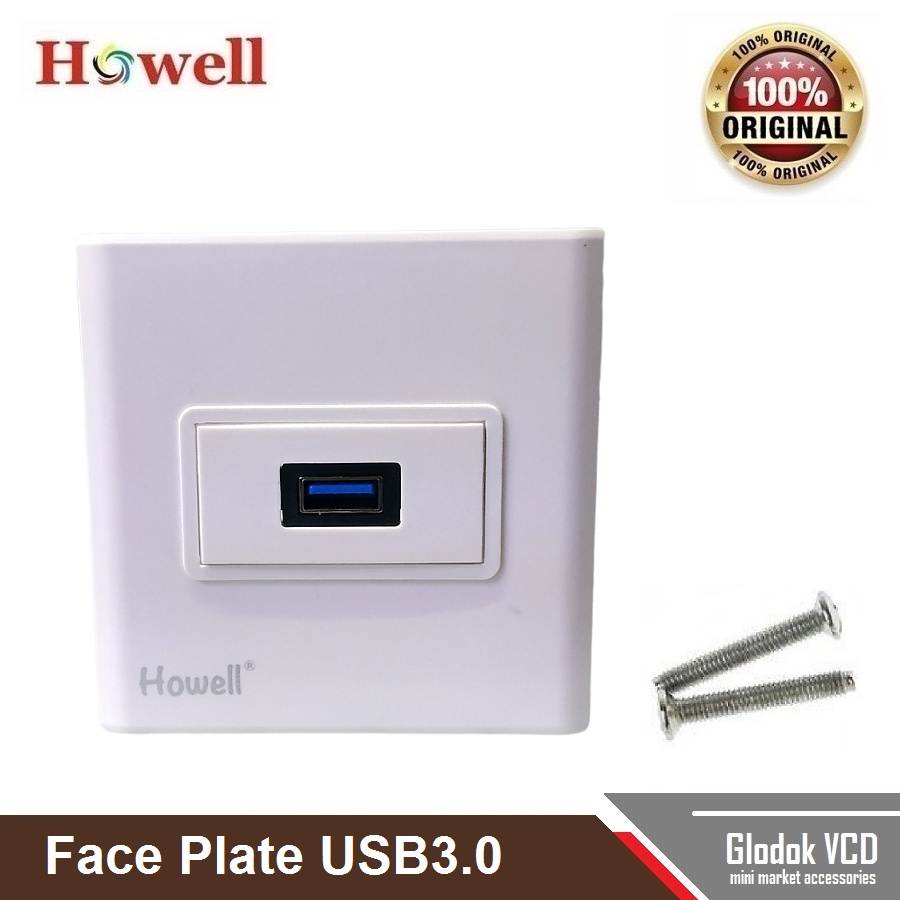 Howell Wall Face Plate / Outlat Socket USB 3.0 Single