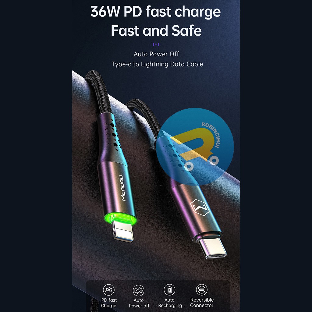 MCDODO Charger Iphone - Usb C to Lightning Auto Disconnect - Power Delivery Fast Charging ORIGINAL