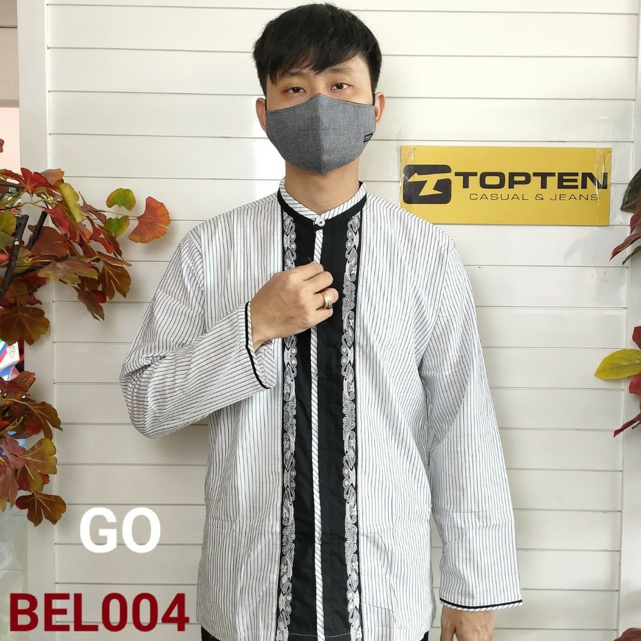 bego BIHALAL/TOPTEN KEMEJA KOKO TAQWA PUTIH Atasan Muslim Katun Lengan Panjang Pakaian Pria Murah