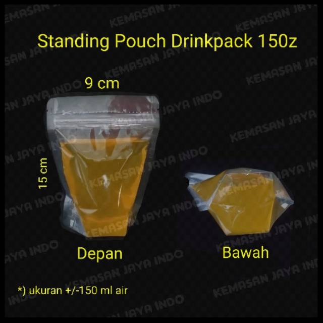 Standing Pouch DrinkPack 150z isi 100 pcs.kemasan cairan pudot.kemasan minuman. Standing pouch