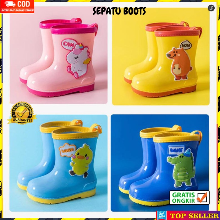 SEPATU BOOTS ANAK PEREMPUAN SAFETY SHOES BOOT ANTI AIR HUJAN KIDS LAKI LAKI BAHAN KARET IMPORT B5