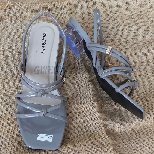 GISSSHOP&gt;&gt; SANDAL TALI HAK KACA 3CM WANITA/ SANDAL GROSIR