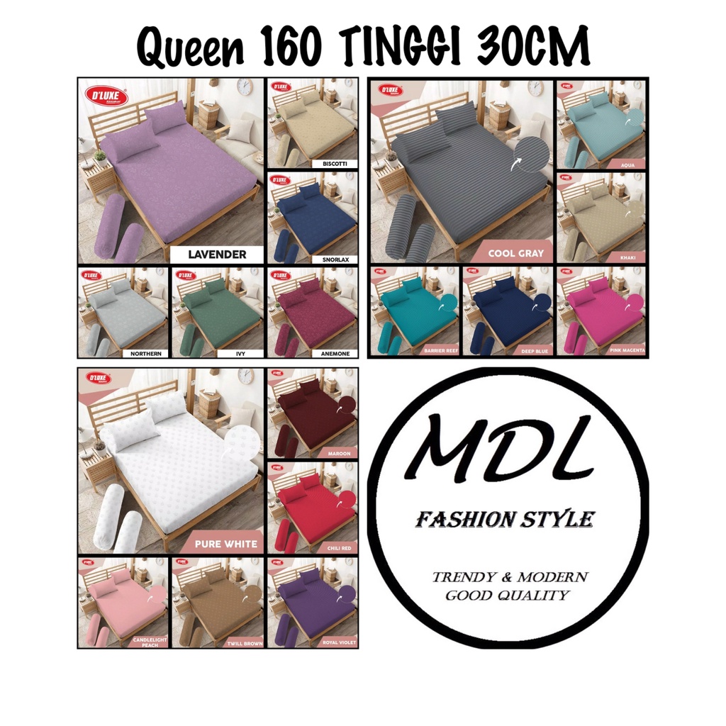 Kintakun-Sprei TINGGI 30CM Queen 160x200 Warna Polos Emboss Embos Cool Gray Grey Abu Muda Tua Aqua N