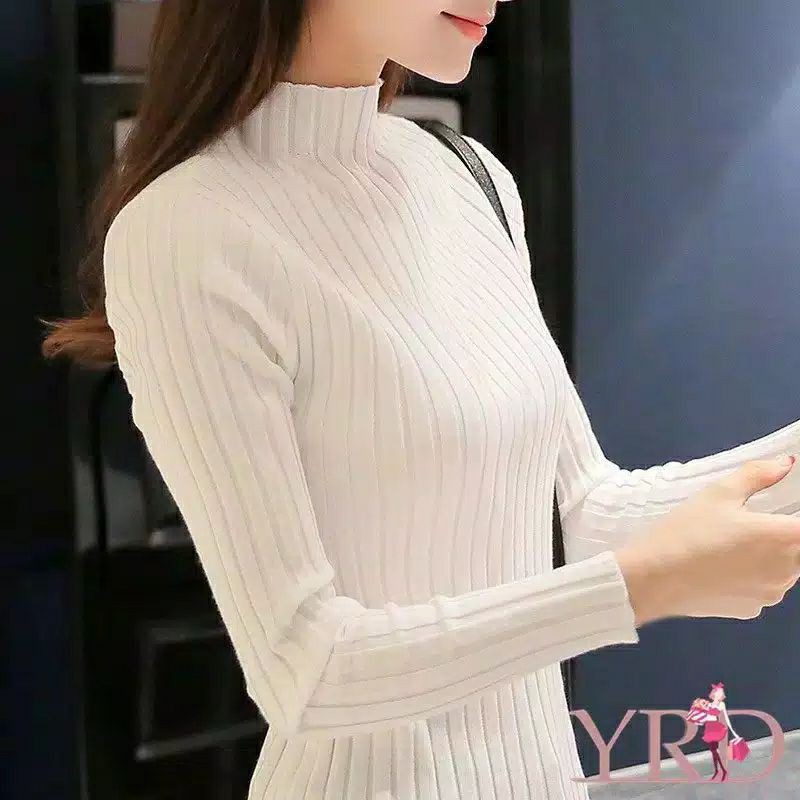 Turtleneck Kerah Tinggi Rajut Daisy Knit Inner