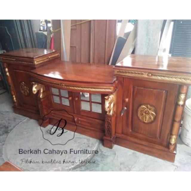 Bufet tv kuda kayu jati ukir jepara