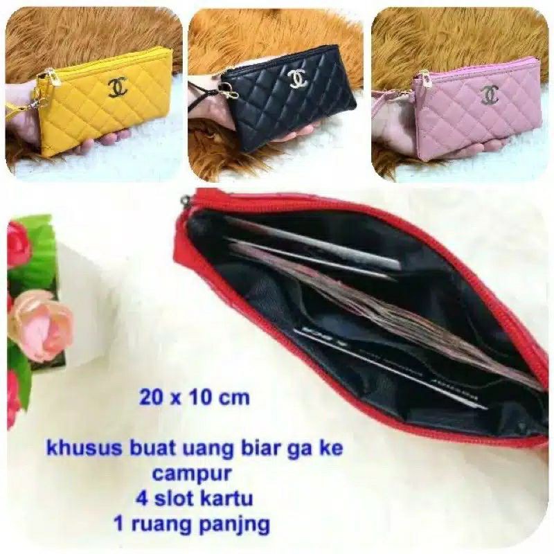 NEW Dompet Pocket Wanita CC EMBOS Skat Ruang Di Dalam / Dompet / Pouch /