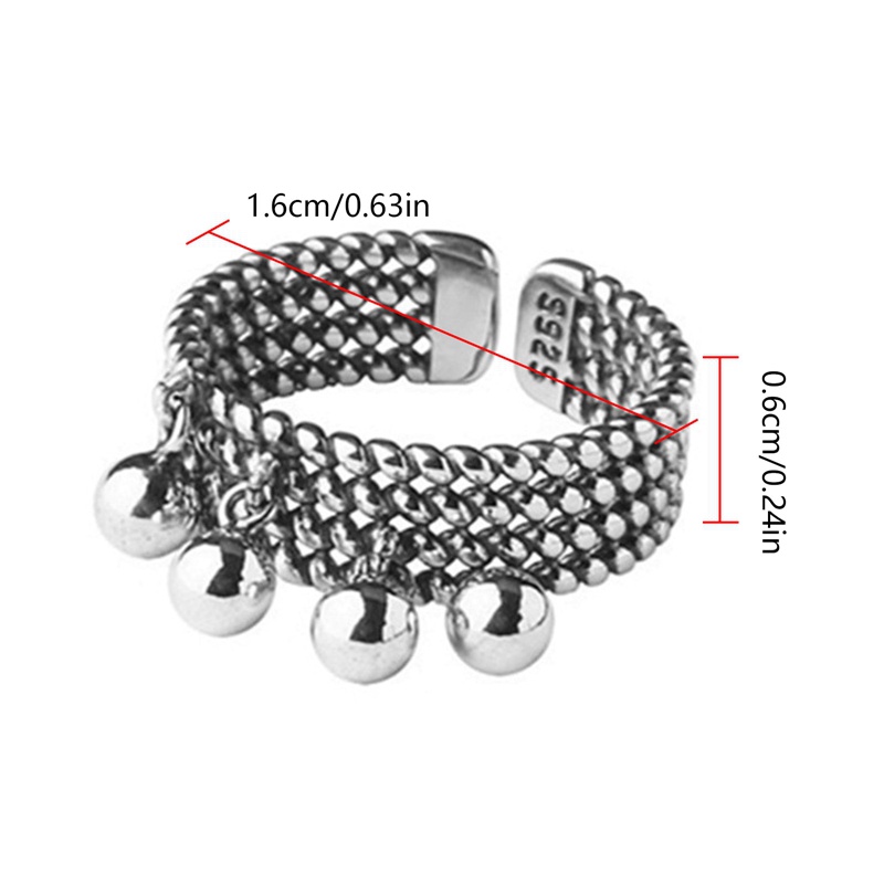 Foxanry Cincin Silver 925 Gaya Punk Vintage Motif Geometri Aksen Rumbai Untuk Perhiasan Wanita / Pesta