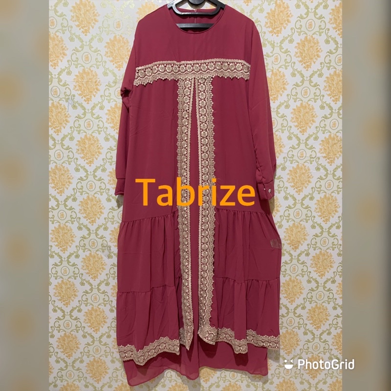 T-R Dress Ceruty Aplikasi Renda Terbaru 2022 / Malea Dress Maxi / Dress Renda Jumbo Wanita Terbaru / Dress Ceruty Polos /Dress Kondangan Aplikasi Renda / Dress Pesta Wanita Terbaru-5