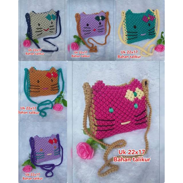 Tas rajut motif helokity /tas rajut murah/ tas rajut jogja