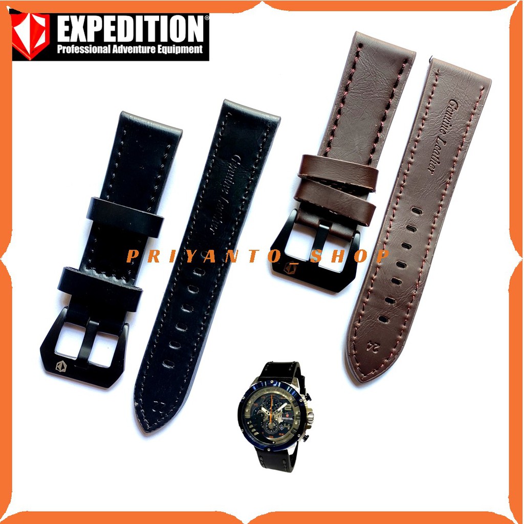 TALI JAM KULIT EXPEDITION 22 24MM STRAP LEATHERS WATCH EXP 22 24MM FREE PEN STAINLESS