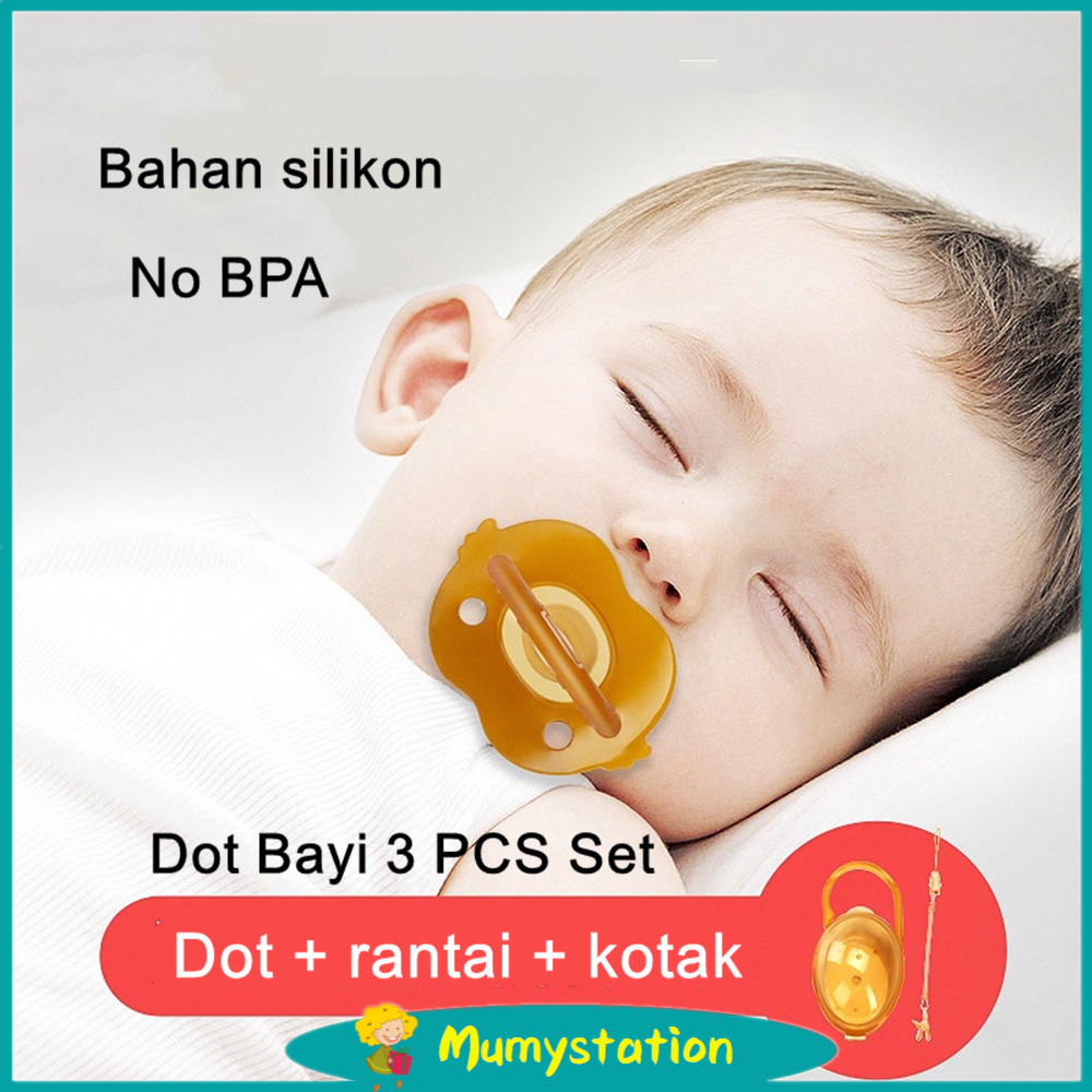 Mumystaton Dot bayi / baby pacifier/empeng bayi BPA FREE dengan rantai dan Kotak