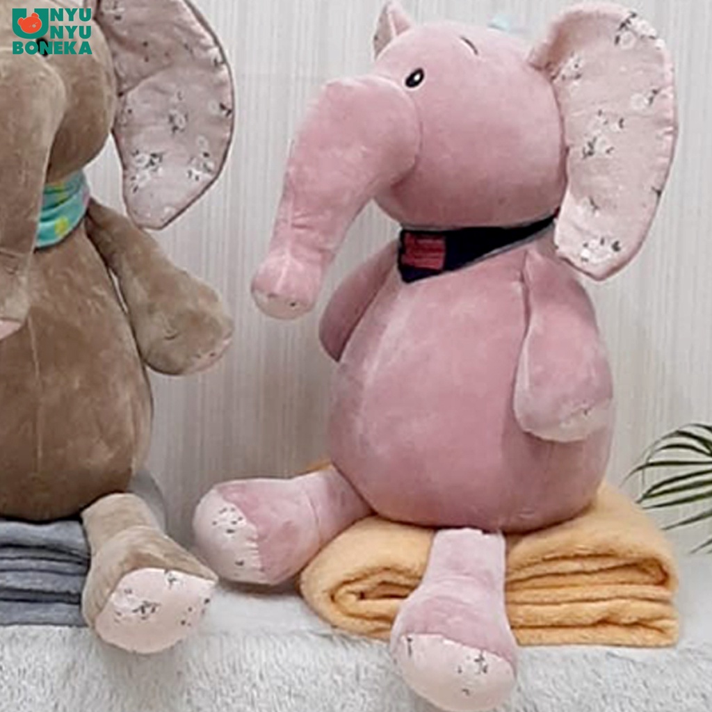 Boneka Bantal Selimut Gajah Duduk Elephant Animal Safari Balmut 3 in 1