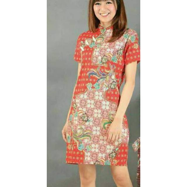 Dress Cheongsam Batik / Cheongsam Batik Dress Wanita