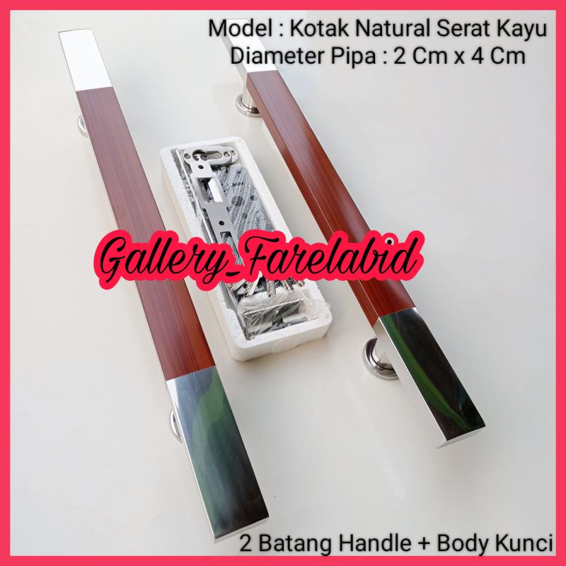 Handle Pintu Rumah Stainless Steel Kotak 60 Cm Set Body Kunci Gagang Pintu Rumah Modern 45 Cm Set Bodi Pelor Pegangan Pintu Kupu Tarung Tarikan Pintu Rumah Utama Minimalis