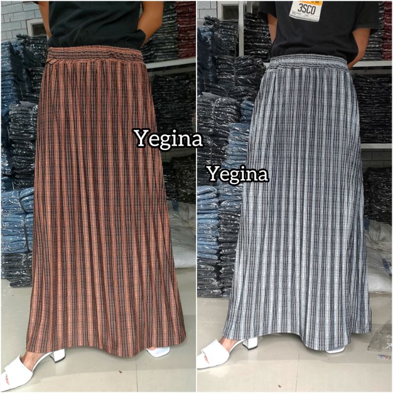 ROK STANDAR SPANDEK WOLL MOTIF SALUR PLISKET/ROK PANJANG MOTIF WANITA