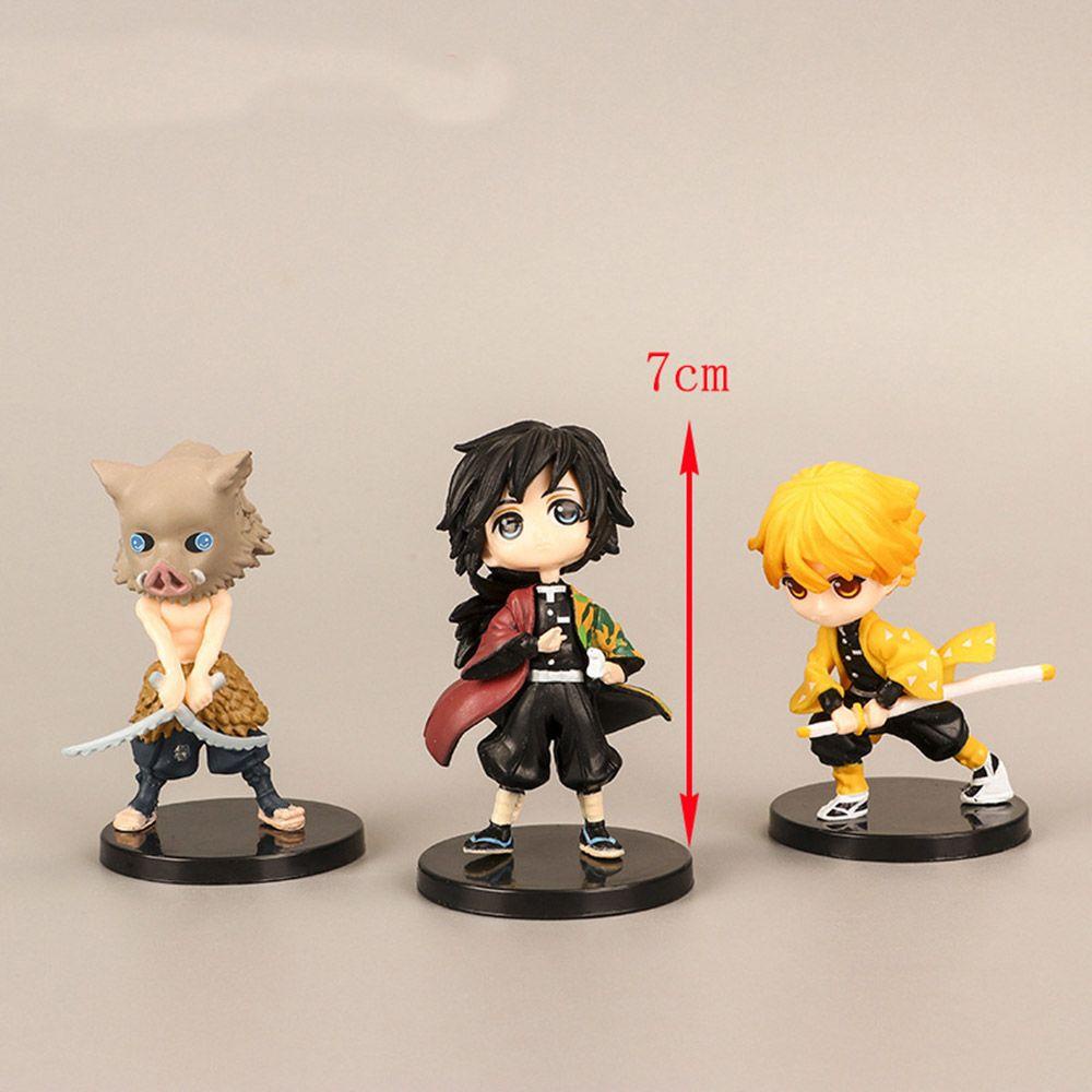 Populer 6Pcs /Set Patung Anime Dekorasi Rumah Dekorasi Kamar Miniatur Kartun Model Modle Mainan Patung Mini Demon Slayer Kimetsu No Yaiba