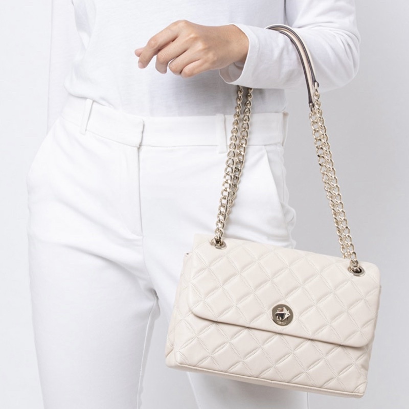 KATE SPADE KS  Natalia Medium Flap Shoulder Bag Bare