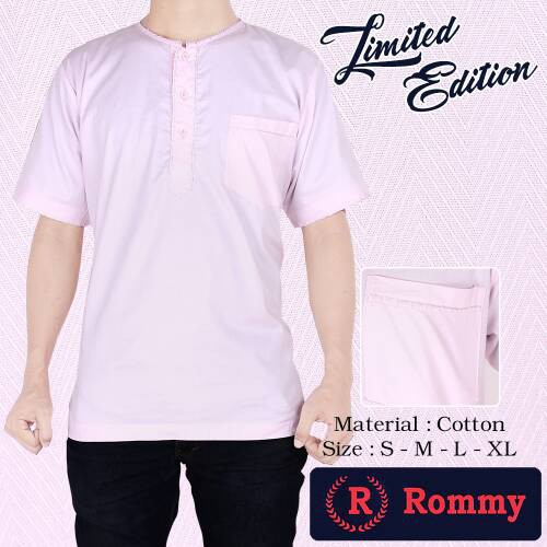 Kemeja / Baju Koko Muslim Oblong Pria Rommy - Soft Pink