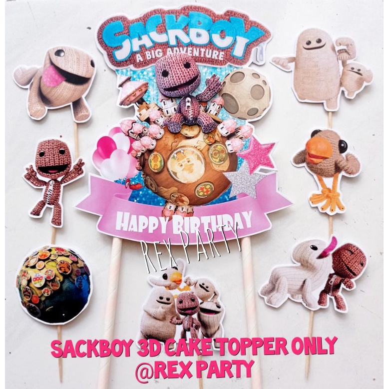 Sackboy Cake Topper /Topper Kue 3D Sackboy/Hiasan Kue Sackboy/Cake Topper Sackboy