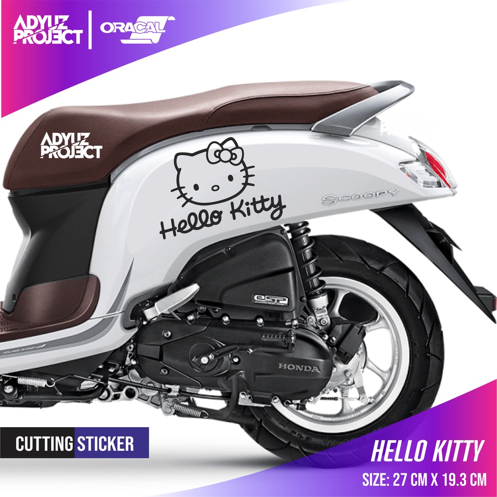 HELLO KITTY (2PCS) Sticker Cutting Mobil Motor Vespa Scoopy Vino Vario Beat Genio Nmax Aerox Matic